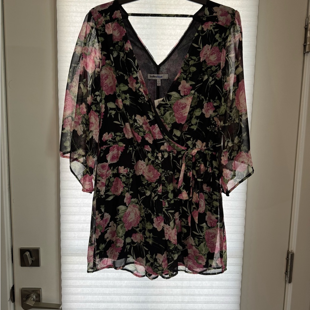 Floral Sheer Black Romper